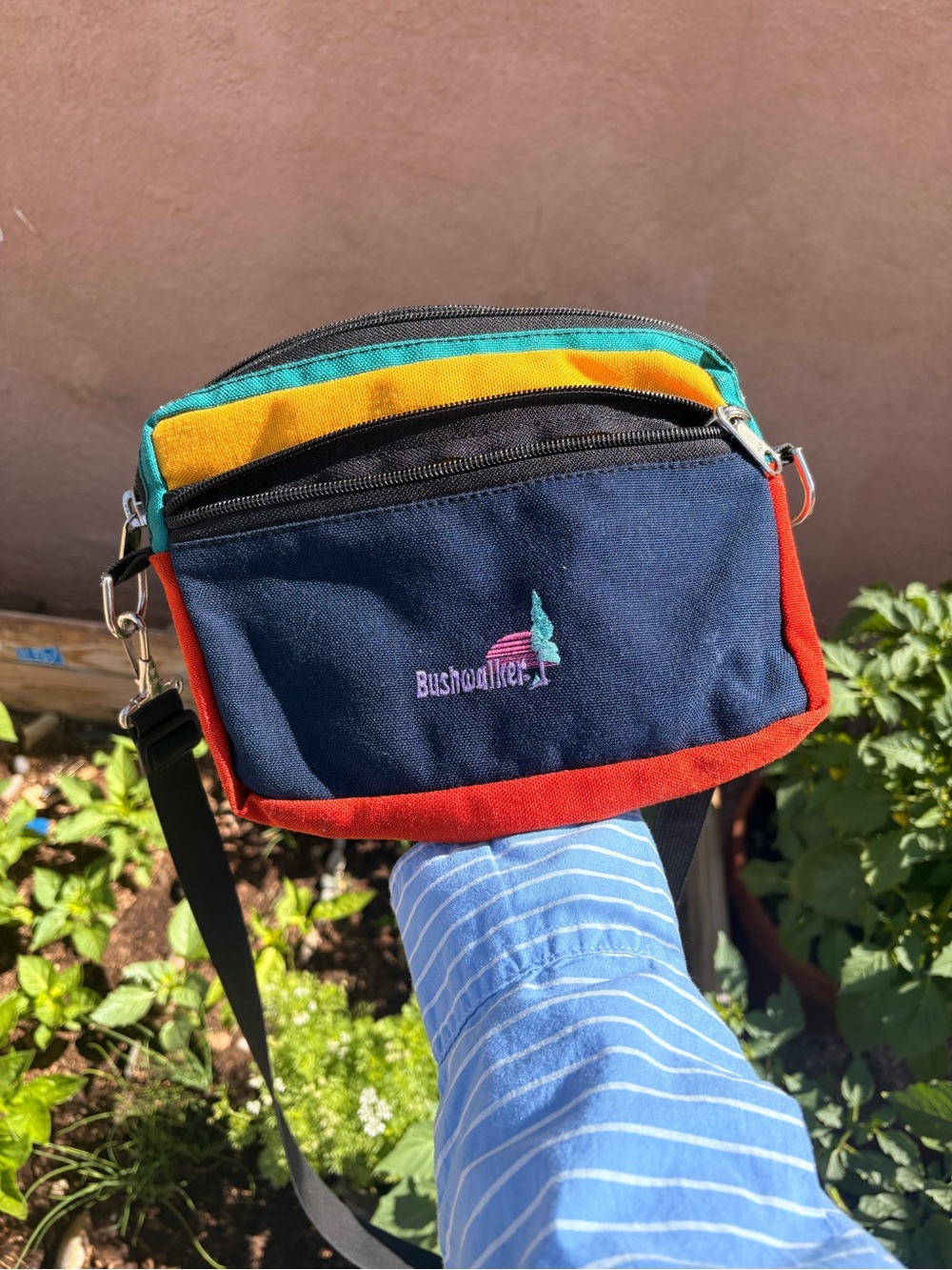 Bushwalker Colorblock Crossbody Canvas Bag w/ Adjustable Straps